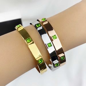 Fashion Couple Love Jewelry Crystal Cuff Bracelet for Women/men Gold Color Stainless Steel Bracelets & Bangles Bijoux Best Gift Q0719