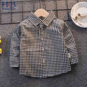 소년 셔츠 긴 소매 면화 봄 가을 아기 한국어 버전 어린이 격자 무늬 210611