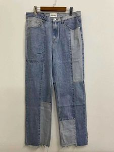 Men's Jeans High street wash old stitching patch beggar loose straight jeans