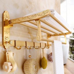 Bath Accessory Set Bathroom Accessories Aluminum Carved Champagne Gold Towel Rack Bar/Ring Toilet Brush Tissue Holder Corner Shelf