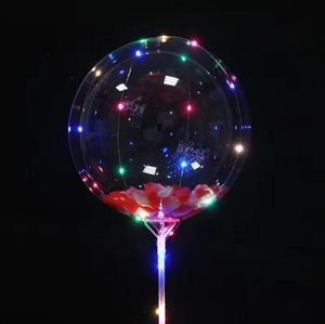 Luminous Led Bobo Balloon String Helium Transparent Ballons Sticks Wedding Birthday Party Decorations Kids Clear LEDs Light Balloons