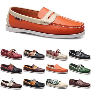 Loafers sneakers män läderskor avslappnad tyg botten lågklassig klass trippel orange beige klänning sko mens tränare s