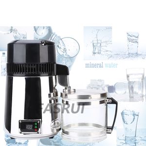 4L Water Filter Distiller Purifier Portable Tabletop Machine Stainless Steel Adjustable Temperature for Labs Homes Travel