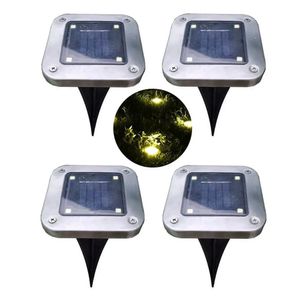 Güneş Enerjisi 4 LED Gömülü Işık Zemin Lambası Serin / Sıcak Açık Yolu Bahçe Decking Yeraltı - Beyaz