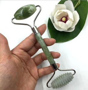 2 colori Jade Cool Face Massager Rolling Wheel Natural Slimming Woman Beauty Green Jade Stone Face Muscle Stimolatore Dispositivo per la cura del corpo