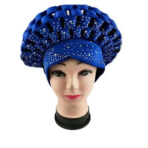 Etniska kläder Högkvalitativa afrikanska kvinnors strass Semicircle ThreeDimensional Weave Hats Party Headwear Caps Nigerian Wedding Gele