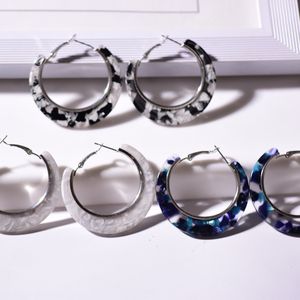 Acetatplatta akryl c formad rund cirkel hoop örhängen kvinnlig mode trend geometriska öra pierced loops earings för kvinnor