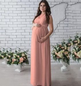 Sleeveless Summer New Maternity Lace Dress Women Clothes Photography Props Elegant Pregnant Long Pink Dresses
