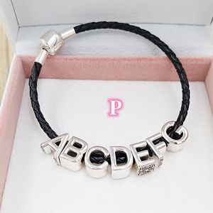 Alfabet pärlor för smycken gör kit brev p charms pandora 925 silver autism armband pärlstav för pojke kvinnor män par kedja preppy pärla halsband hängsmycke 797470