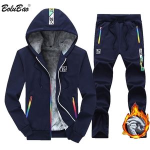 Bolubao Marka Mężczyźni Dres Ustawia Męska Kurtka Kapturem + Pant 2 Piece Sportswear Sets Moda Casual Suit Set Male 211103