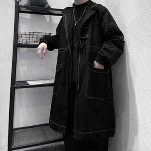 HybsKr Long Mäns Windbreaker Spring Män Jacka Solid Färg Man Trench Coat Koreansk stil Overcoat Fashion Herrkläder 211011