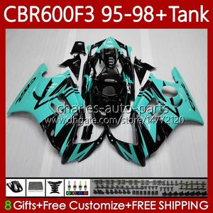 Fairings + Tank för Honda CBR 600 600F3 CBR600 F3 FS CC Cyan Black 1997 1998 1995 1996 Body 64NO.137 CBR600F3 600CC 600FS 95-98 CBR600-F3 CBR600FS 97 98 95 96 Bodywork Kit