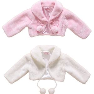 Flower Girls Jacket Kids Warm Faux Fur Party Wedding Bridal Coat Evening Bolero Fall Winter Shrug Drop 211011