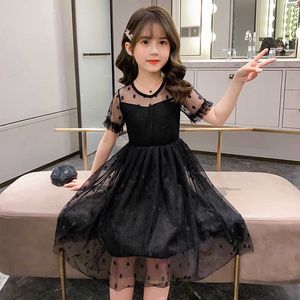 Sukienki letnie dla dziewcząt Dot Sukienka Dot Girl O Neck Dzieci Dress Casual Teenage Girl Costume Odzież 5 6 8 10 12 14 lat q0716