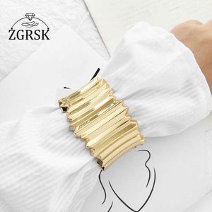 Trendy Wide Copper Alloy Women's Bangle Fashion Solid Irregular Ladies Bangles Party Classic Bracelet for Female Accessories Q0717