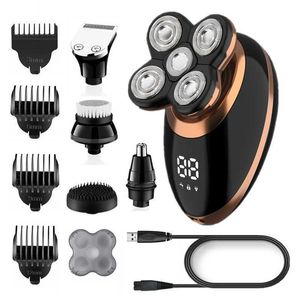 Shaver elétrico seco molhado para homens barba trimmador de cabelo elétrico lâmina recarregável máquina de barba careca lcd display grooming kit p0817