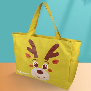 Cute deer big size school book canva packing bag coffee yellow studen hand bags,deerny mother travel shopping bags 50*14*38cm B254