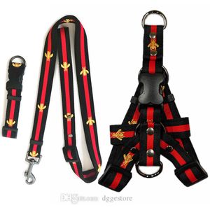 Nylon Hundehalsbänder Leinen Set Designer Hund Leine Gurte Stickerei Biene Haustierkragen und Haustiere Kette für kleine mittelgroße Hunde Katze Chihuahua Pudel Corgi Mops B41