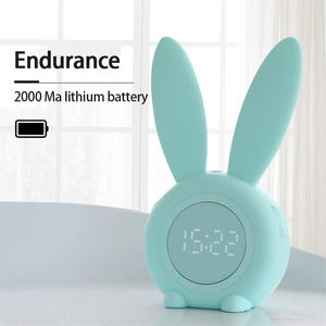 Netter Kaninchen-Timer-Nachtlicht-Silikon-Sensor-Wecker-Nachttisch mit Schlafen im Kinderzimmer 210804
