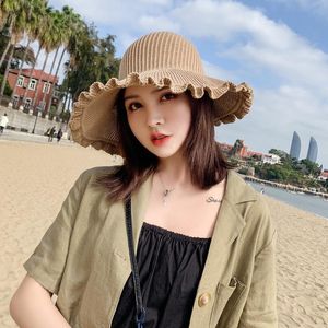 chapeau de godet dentelle tricotée top top femme chaume de femmes shade d été de mode de mode respirant de pêcheur d été