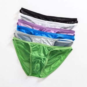 Underpants Mens Sexy Underwear Briefs Thin Elasticity Low Waist Breathable Transparent Mesh Lingerie Male Panties F1306