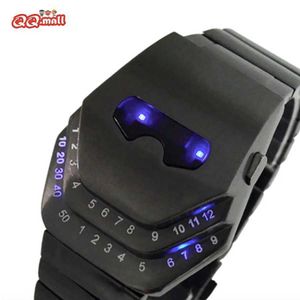 Anime Theme Digital LED Men watches Metal Wristband Wristwatches Anime Features Cartoon Feature Iron Male Alarm clock Men's Gift G1022