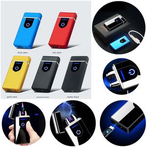 USB Rechargeable Smart Electric Heaters Lighter Touch Sensor Metal Wire Cigarette Sensing Windproof Thin Charging Electronic Lighters Heating