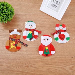 Christmas Cutlery Holders Suit Pockets Tableware Storage Rack Table Decor Dinner Sets Knives Forks Spoon Bag Covers Xmas Tree Decor 10pcs