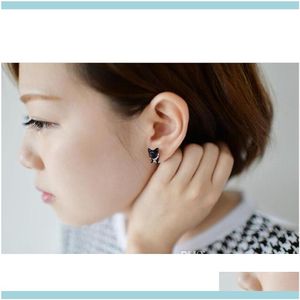 3D Cute Black Cat Piercing Stud Earrings For Women Girls And Men Pearl Channel Earring Fashion Jewelry Whol Sqcrxt Drop Delivery 2021 9Vakc