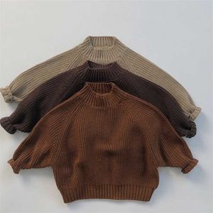 Korean Style Baby Girls Boys Knitting Pullover Sleeveless Autumn Winter Kids Solid Color Pullovers Clothes 211104