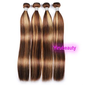 Malezya İnsan Saç Atkıları P4/27 İpeksi Düz Vücut Dalgası 8-30 inç 3 Bundles Yirubeauty 4 27 Remy Ürünleri