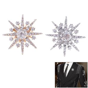 Pins, broches moda grande zircônia cristal snowflake brocha para mulheres casamento nupcial jóias colarinho de flores e