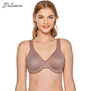 Delimira Women's Seamless Full Figure Underwire Smooth Minimizer BH Plus Size 211217