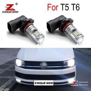 2pcs canbus 아니 오류 흰색 자동차 LED 램프 전면 안개 전구 VW Multivan Transporter 캐러브 T5 T5.1 T6 (2003-2019)