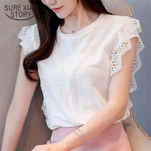 Blusas Mujer De Moda Women's Summer Blouses Sleeveless White Chiffon Shirt Womens Tops and 4201 50 210510