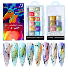 6/12 Colors Metallic Solid Pearl Watercolor Handmade Nail Art Paint Set Gold Powder Drawing Sets