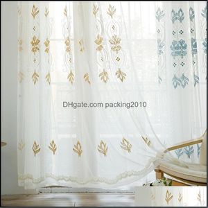 Cortina drapes home deco el suprimentos jardim e telas telas fio de algodão janela bordada dois cor estudo opcional sala de estar atacado dr