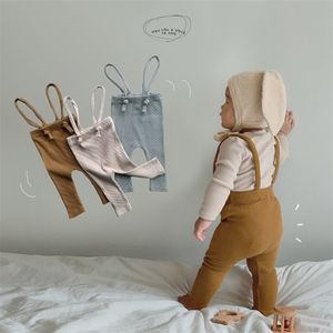 Barn Leggings Bomull Elasticitet Byxor För Flicka Och Pojke PP Byxor Baby Strap Overaller Söt Född Toddler Byxor 211028