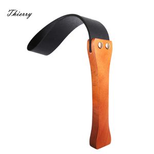Wholesale adult novelty sex toy resale online - Thierry Wooden Handle PU Leather Paddle Restraint Fetish Products Adult Games Whip Spanking Novelty Sex Toys for couples P0816