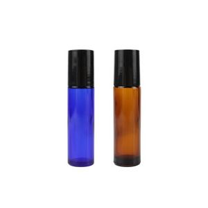 6Pack 10 ml Glass Roll-on Bottles Blue with Stainless Steel Roller Balls for Essential Oils Colognes Perfumes