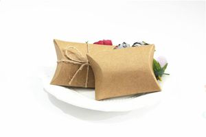 Geschenkverpackungsbox, niedliche Kraftpapier-Kissenbevorzugungsgeschenke, Geschenkboxen, Hochzeitsfeier, Süßigkeitentüten, RH38631