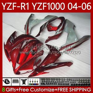 Yamaha Yzf-R1 YZF-1000 YZF R 1 1000 CC 2004-2006 Bodywork 89NO.40 YZF R1 1000CC YZFR1 Red Silver 04 05 06 YZF1000 2004 2005 2006 OEM 페어링 키트