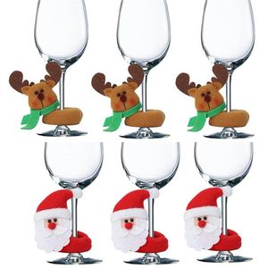 Decoração de vidro de vinho de Natal Feliz Ano Novo Papai Noel Snowman Moose Party Bar Table Decorações