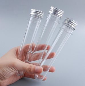 500pcs Gratis Ship 40ml Tomt Clear Plast Pet Mask Test Tube Flaska med aluminiumlock