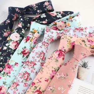 Lazos Florales De La Boda al por mayor-30 estilos cm Cuello de algodón Cuello de Cuello Flower Print Necktie Boda Casual Floral Corbatas Cravat para hombres y mujeres