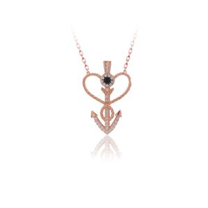 Kärlek Trendig 925 Silver Turkiska Smycken Zircon Fashion Sailor Heart Necklace för Kvinnor Alla hjärtans dag Lyxig designer