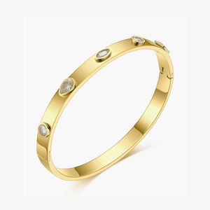 Enfashion Crystal Cuff Armband Bangles För Kvinnor Tillbehör Rostfritt Stål Mode Smycken Party Armband Gåvor 2020 B202078 Q0717