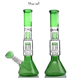 13,3 tumsbeaker bas DAB riggar glas bubbler hookahs Unkad vatten Bongs rökning vattenrör Downstem Perc perkolator med 14mm led