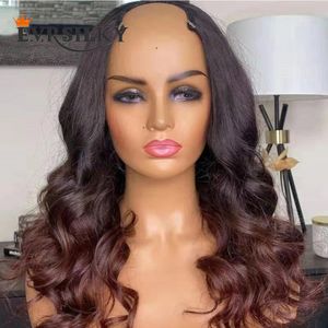 Wig Human Wig Wave Loose Hiz Half Half Wigs ombre rico cobre Red Braizilian Virgin Guleless 250Dnsity for Women