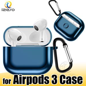 Headset Accessories for AirPods 3 Case Electroplated Anti Lost Protective Cover Earphone Cases with Hook Clasp Keychain izeso